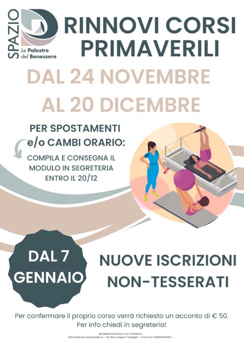 Rinnovi corsi primaverili 1 Rinnovo Spazio D 1